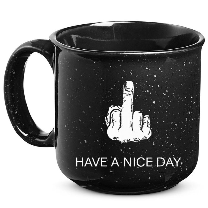 Sarcastic Have A Nice Day Middle Finger Funny 15oz Campfire Ceramic Mug