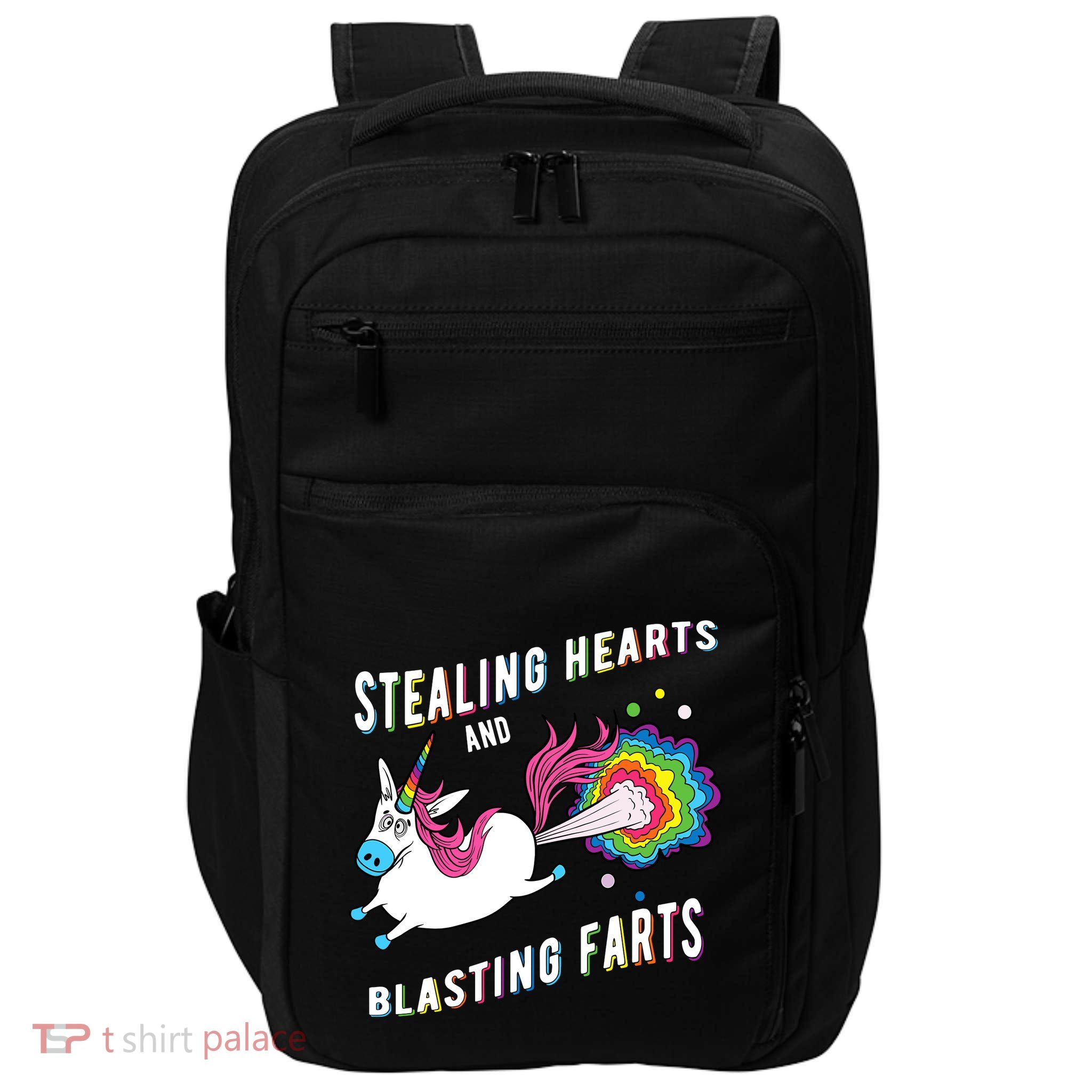 Stealing Hearts And Blasting Farts Unicorn Valentines Gift Impact Tech Backpack