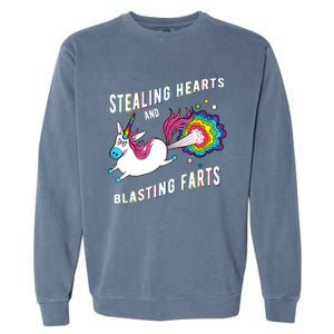 Stealing Hearts And Blasting Farts Unicorn Valentines Gift Garment-Dyed Sweatshirt