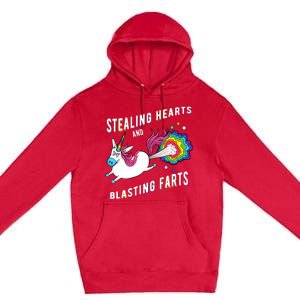 Stealing Hearts And Blasting Farts Unicorn Valentines Gift Premium Pullover Hoodie