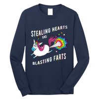 Stealing Hearts And Blasting Farts Unicorn Valentines Gift Long Sleeve Shirt