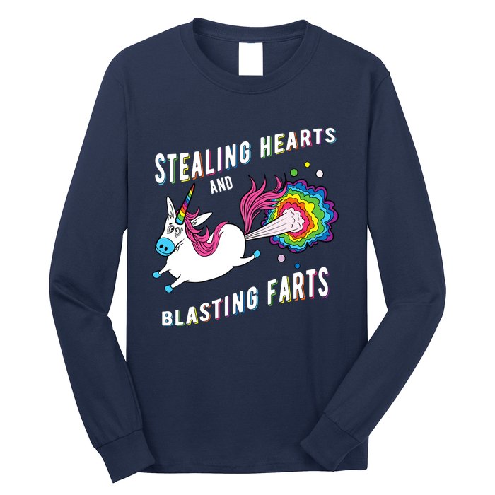 Stealing Hearts And Blasting Farts Unicorn Valentines Gift Long Sleeve Shirt