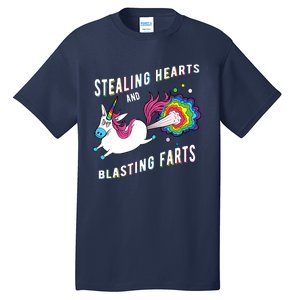 Stealing Hearts And Blasting Farts Unicorn Valentines Gift Tall T-Shirt