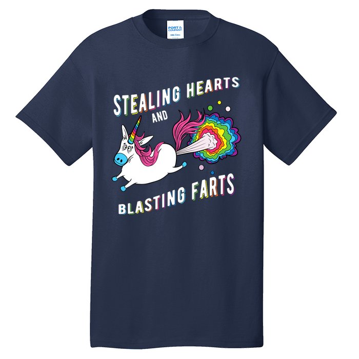 Stealing Hearts And Blasting Farts Unicorn Valentines Gift Tall T-Shirt