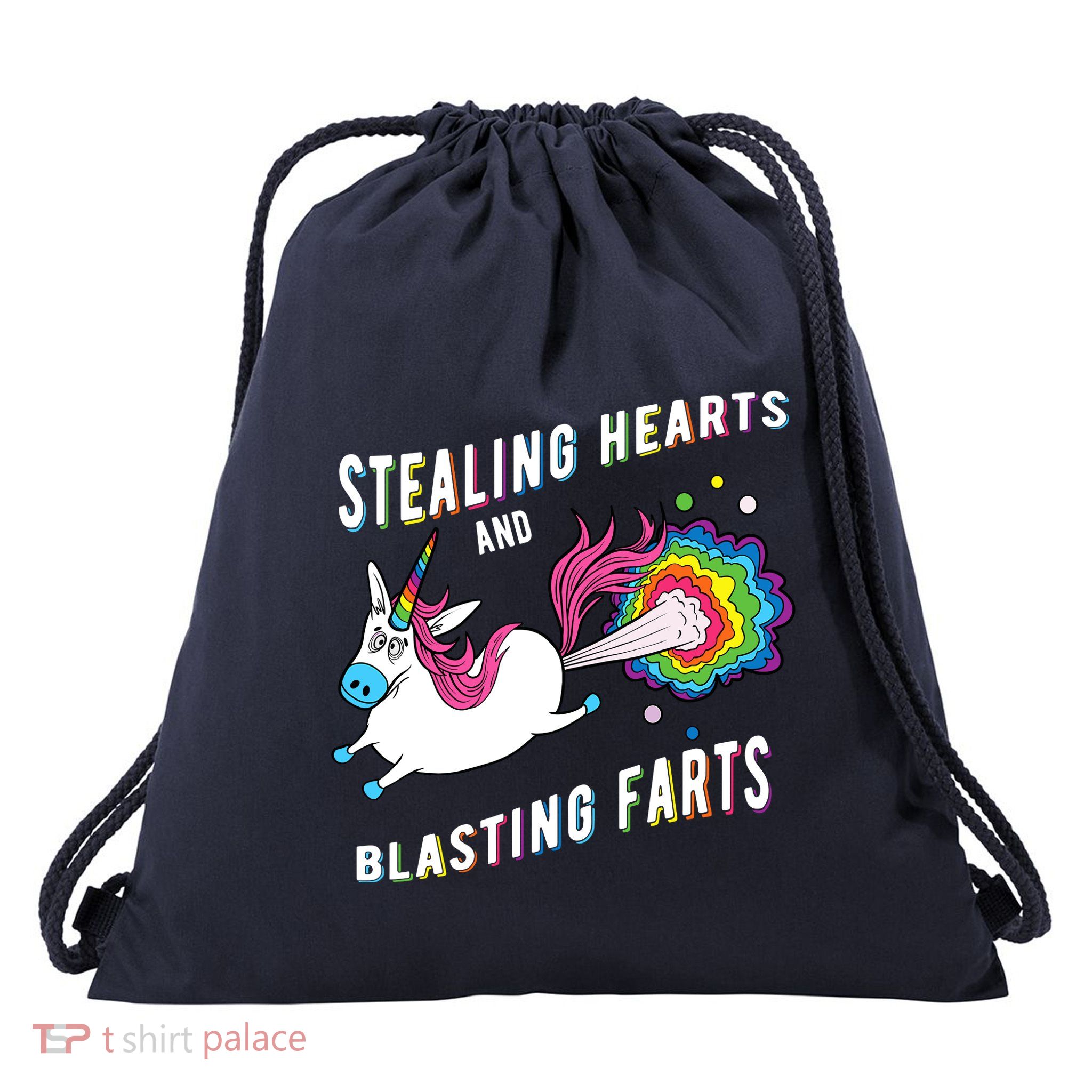 Stealing Hearts And Blasting Farts Unicorn Valentines Gift Drawstring Bag