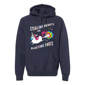 Stealing Hearts And Blasting Farts Unicorn Valentines Gift Premium Hoodie