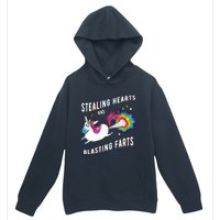 Stealing Hearts And Blasting Farts Unicorn Valentines Gift Urban Pullover Hoodie