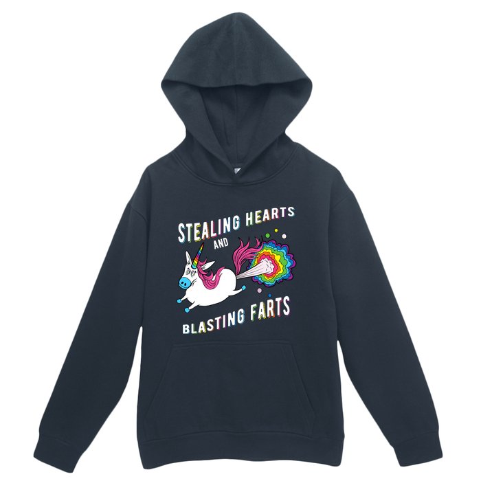 Stealing Hearts And Blasting Farts Unicorn Valentines Gift Urban Pullover Hoodie