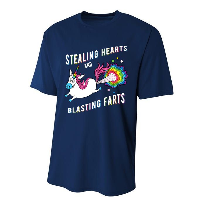 Stealing Hearts And Blasting Farts Unicorn Valentines Gift Performance Sprint T-Shirt