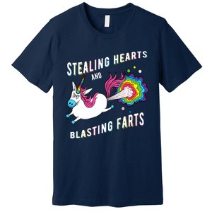 Stealing Hearts And Blasting Farts Unicorn Valentines Gift Premium T-Shirt