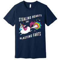 Stealing Hearts And Blasting Farts Unicorn Valentines Gift Premium T-Shirt