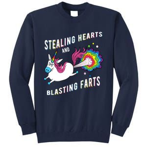 Stealing Hearts And Blasting Farts Unicorn Valentines Gift Tall Sweatshirt