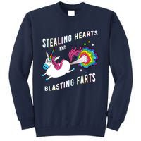 Stealing Hearts And Blasting Farts Unicorn Valentines Gift Tall Sweatshirt