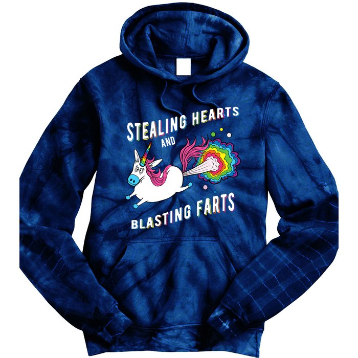 Stealing Hearts And Blasting Farts Unicorn Valentines Gift Tie Dye Hoodie