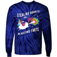 Stealing Hearts And Blasting Farts Unicorn Valentines Gift Tie-Dye Long Sleeve Shirt