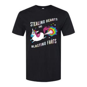 Stealing Hearts And Blasting Farts Unicorn Valentines Gift Softstyle CVC T-Shirt