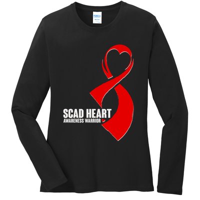 SCAD Heart Awareness Warrior Heart Attack Awareness Ladies Long Sleeve Shirt