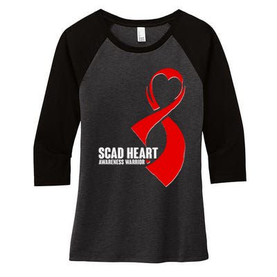 SCAD Heart Awareness Warrior Heart Attack Awareness Women's Tri-Blend 3/4-Sleeve Raglan Shirt