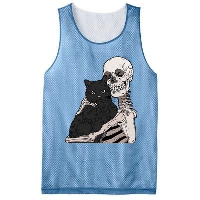 Skeleton Holding A Cat Lazy Halloween Costume Skull Mesh Reversible Basketball Jersey Tank