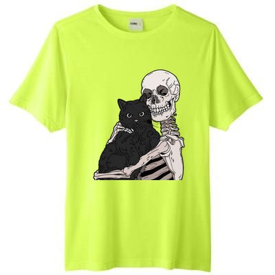 Skeleton Holding A Cat Lazy Halloween Costume Skull Tall Fusion ChromaSoft Performance T-Shirt