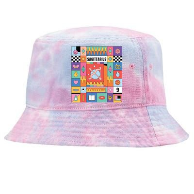 Sagittarius Horoscope Abstract Zodiac Art Mystic Symbols Gift Tie-Dyed Bucket Hat