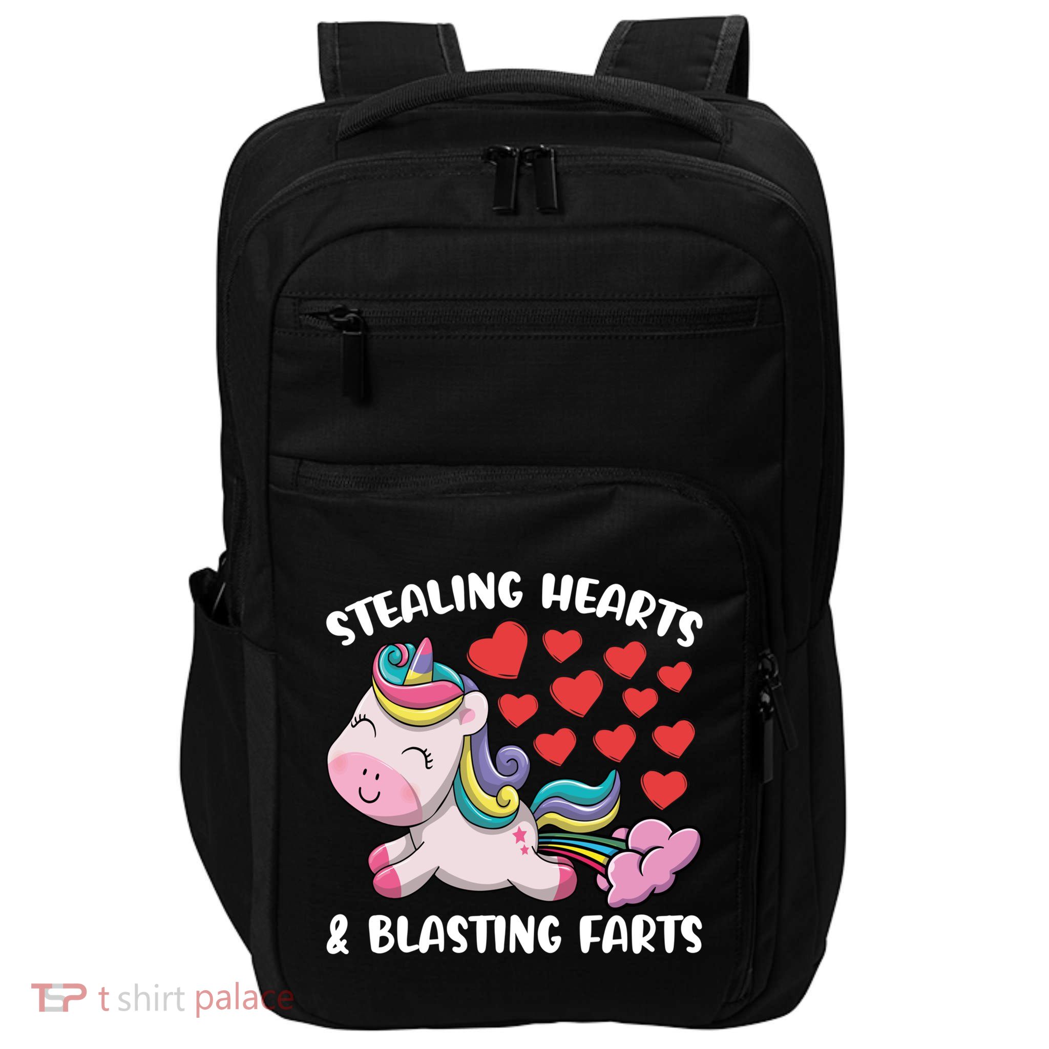 Stealing Hearts And Blasting Farts Valentines Unicorn Gift Impact Tech Backpack
