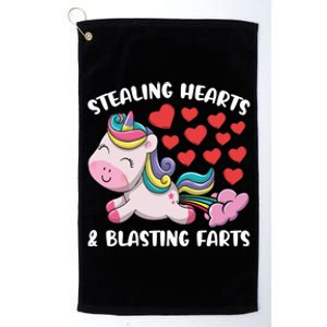 Stealing Hearts And Blasting Farts Valentines Unicorn Gift Platinum Collection Golf Towel