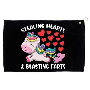 Stealing Hearts And Blasting Farts Valentines Unicorn Gift Grommeted Golf Towel