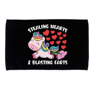 Stealing Hearts And Blasting Farts Valentines Unicorn Gift Microfiber Hand Towel