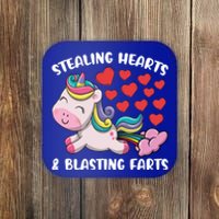 Stealing Hearts And Blasting Farts Valentines Unicorn Gift Coaster