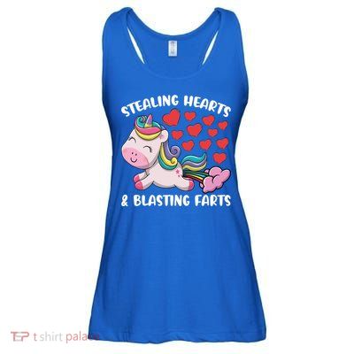 Stealing Hearts And Blasting Farts Valentines Unicorn Gift Ladies Essential Flowy Tank