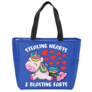 Stealing Hearts And Blasting Farts Valentines Unicorn Gift Zip Tote Bag