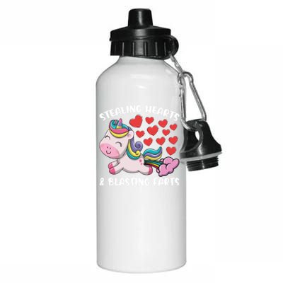 Stealing Hearts And Blasting Farts Valentines Unicorn Gift Aluminum Water Bottle