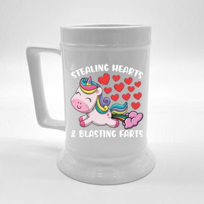 Stealing Hearts And Blasting Farts Valentines Unicorn Gift Beer Stein