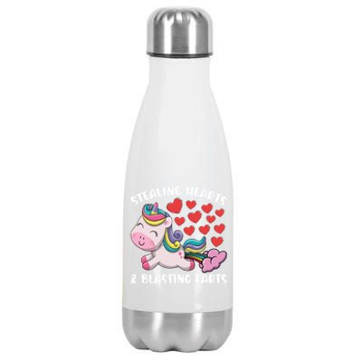 Stealing Hearts And Blasting Farts Valentines Unicorn Gift Stainless Steel Insulated Water Bottle