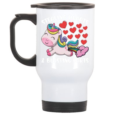 Stealing Hearts And Blasting Farts Valentines Unicorn Gift Stainless Steel Travel Mug