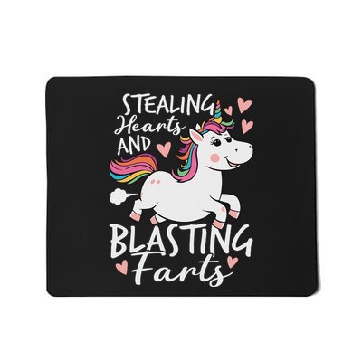 Stealing Hearts And Blasting Farts Funny Unicorn Mousepad
