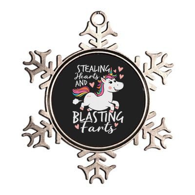 Stealing Hearts And Blasting Farts Funny Unicorn Metallic Star Ornament