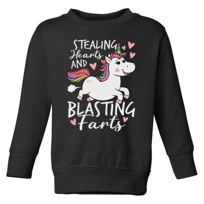 Stealing Hearts And Blasting Farts Funny Unicorn Toddler Sweatshirt