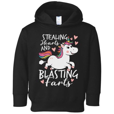 Stealing Hearts And Blasting Farts Funny Unicorn Toddler Hoodie