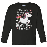 Stealing Hearts And Blasting Farts Funny Unicorn Toddler Long Sleeve Shirt