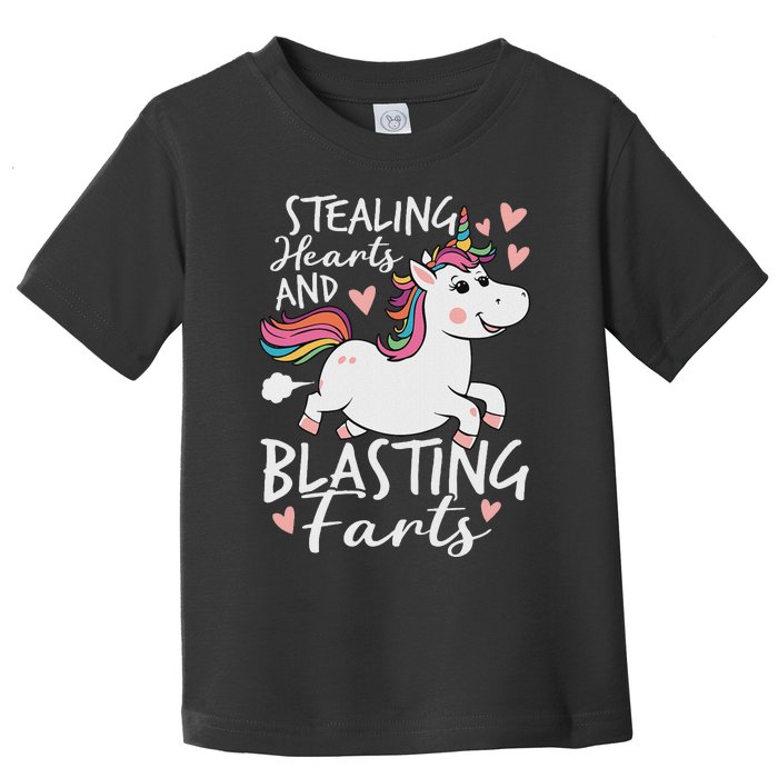 Stealing Hearts And Blasting Farts Funny Unicorn Toddler T-Shirt