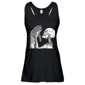 Skeleton Holding A Cat Lazy Halloween Costume Skull Ladies Essential Flowy Tank