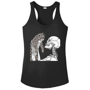 Skeleton Holding A Cat Lazy Halloween Costume Skull Ladies PosiCharge Competitor Racerback Tank