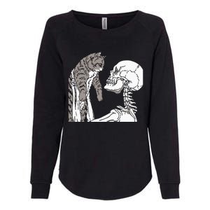 Skeleton Holding A Cat Lazy Halloween Costume Skull Womens California Wash Sweatshirt