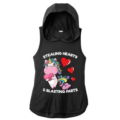 Stealing Hearts And Blasting Farts Valentines Unicorn Gift Ladies PosiCharge Tri-Blend Wicking Draft Hoodie Tank