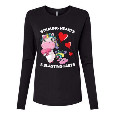 Stealing Hearts And Blasting Farts Valentines Unicorn Gift Womens Cotton Relaxed Long Sleeve T-Shirt