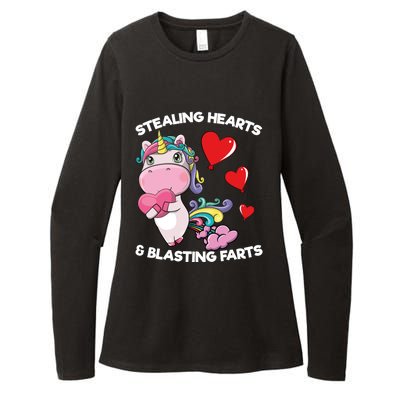 Stealing Hearts And Blasting Farts Valentines Unicorn Gift Womens CVC Long Sleeve Shirt