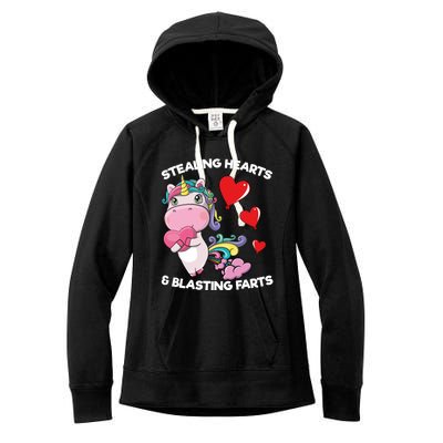 Stealing Hearts And Blasting Farts Valentines Unicorn Gift Women's Fleece Hoodie