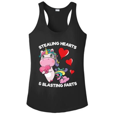 Stealing Hearts And Blasting Farts Valentines Unicorn Gift Ladies PosiCharge Competitor Racerback Tank